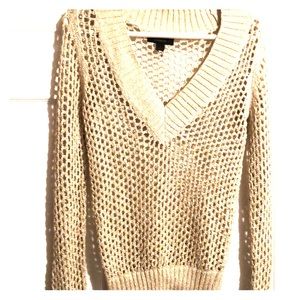 Ivory/cream knit sweater w/ gold accents, sz small